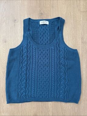 Carly Jean Los Angeles Teal Cable Knit Sweater Tank